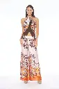 Miss Bikini - top pareo con frange e pantaloni in raso