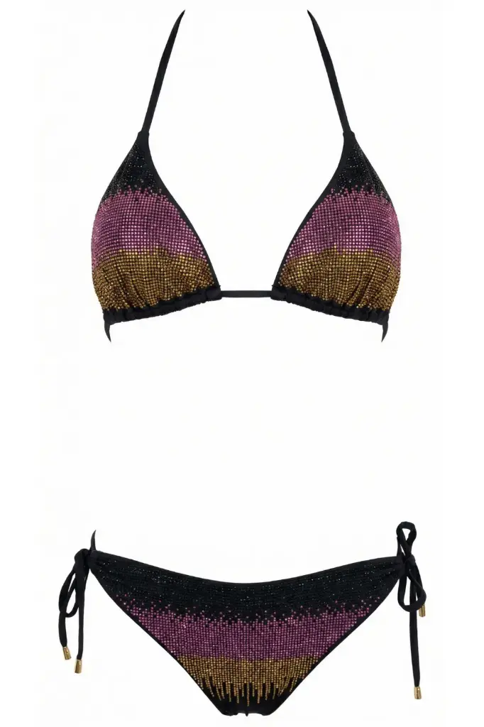 Miss Bikini - BIKINI TRIANGOLO SLIP ITALIA FULL STRASS - MICROFIBRA