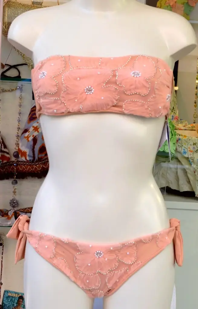 I COSTUMI DEL FORTE - BIKINI CON FIORI DI CHIFFON RIPORTATI SU TULLE