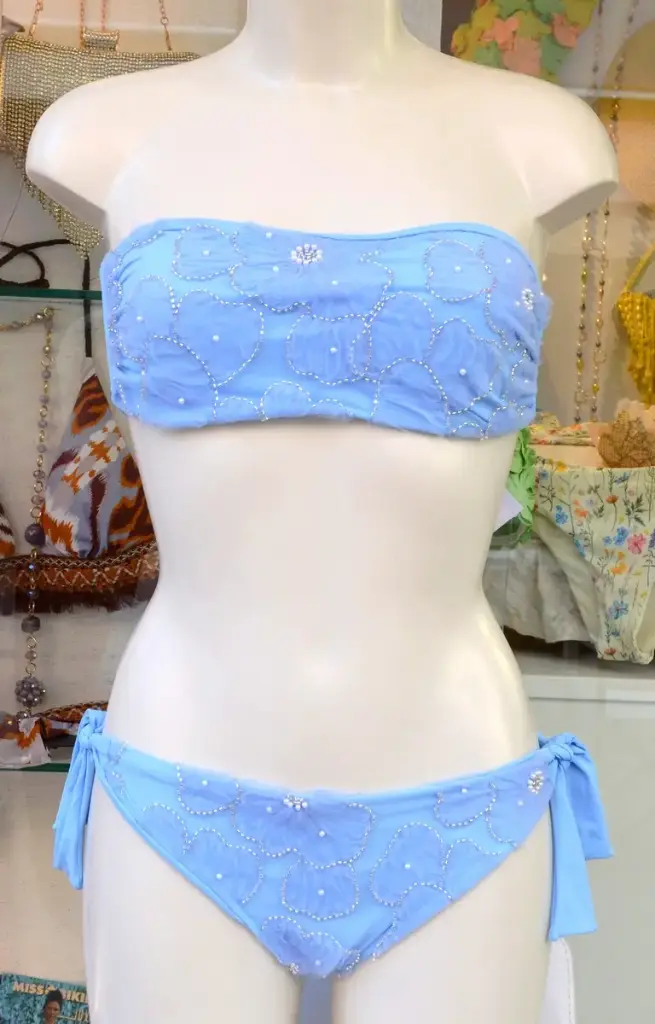 I COSTUMI DEL FORTE - BIKINI CON FIORI DI CHIFFON RIPORTATI SU TULLE