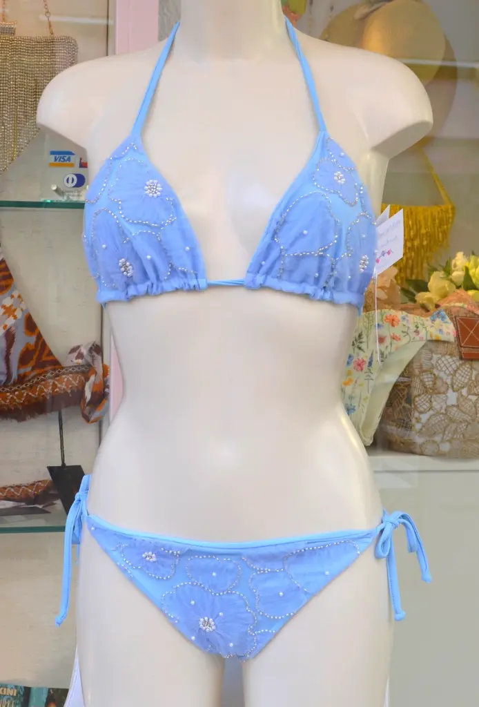 I COSTUMI DEL FORTE - BIKINI CON FIORI DI CHIFFON RIPORTATI SU TULLE
