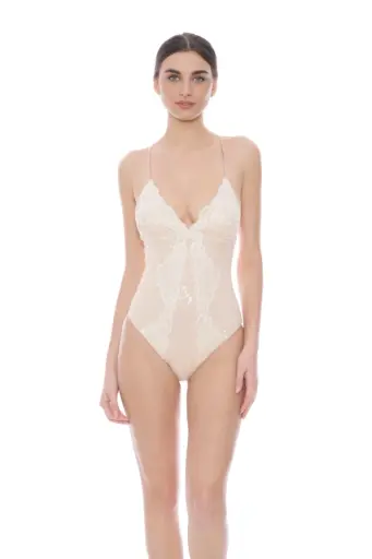 Miss Bikini - costume intero con Paillettes e Rifiniture in Pizzo