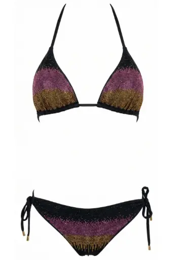 Miss Bikini - BIKINI TRIANGOLO SLIP ITALIA FULL STRASS - MICROFIBRA