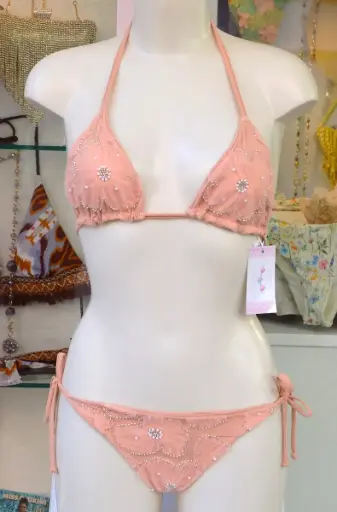 I COSTUMI DEL FORTE - BIKINI CON FIORI DI CHIFFON RIPORTATI SU TULLE